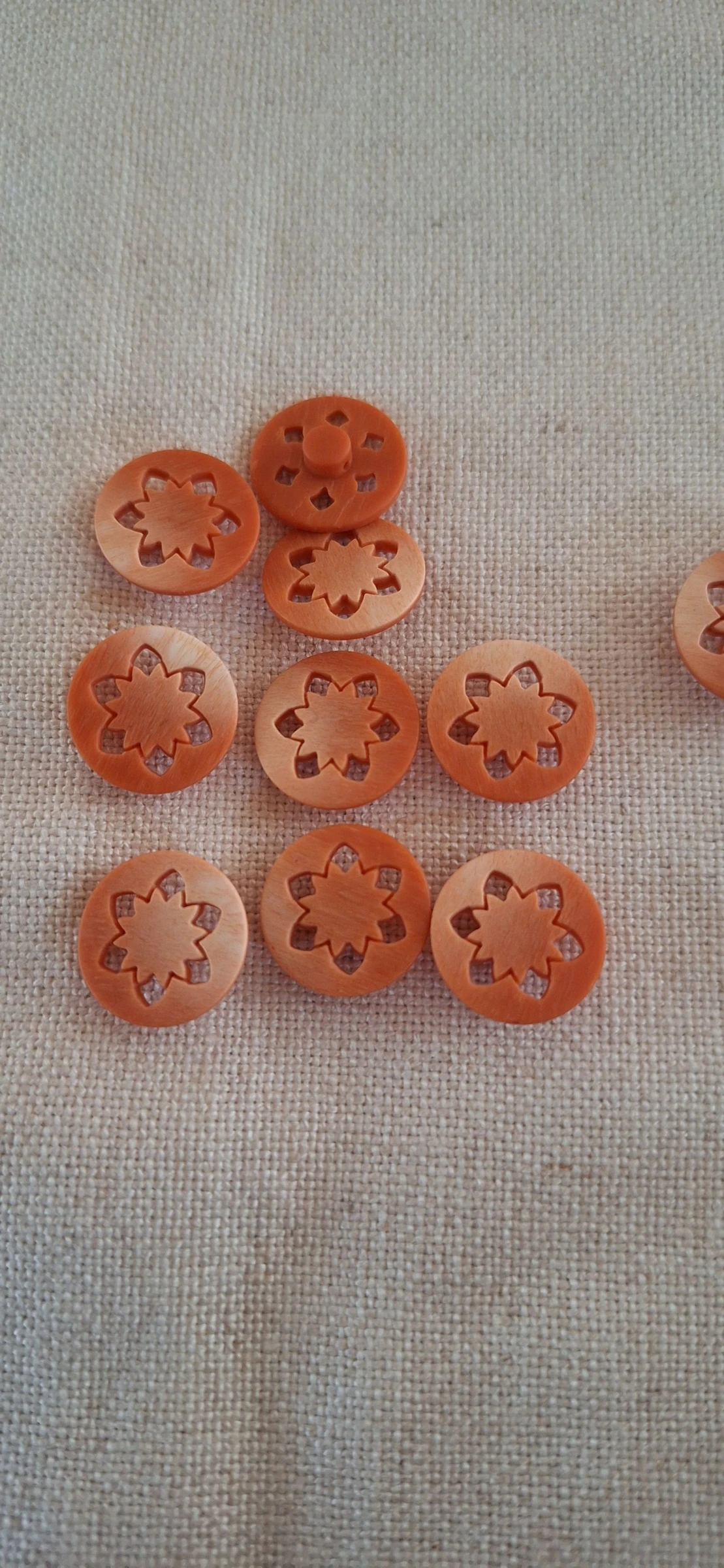 10 boutons 18 mm marron clair, de couture, en résine ciselés – photo 3
